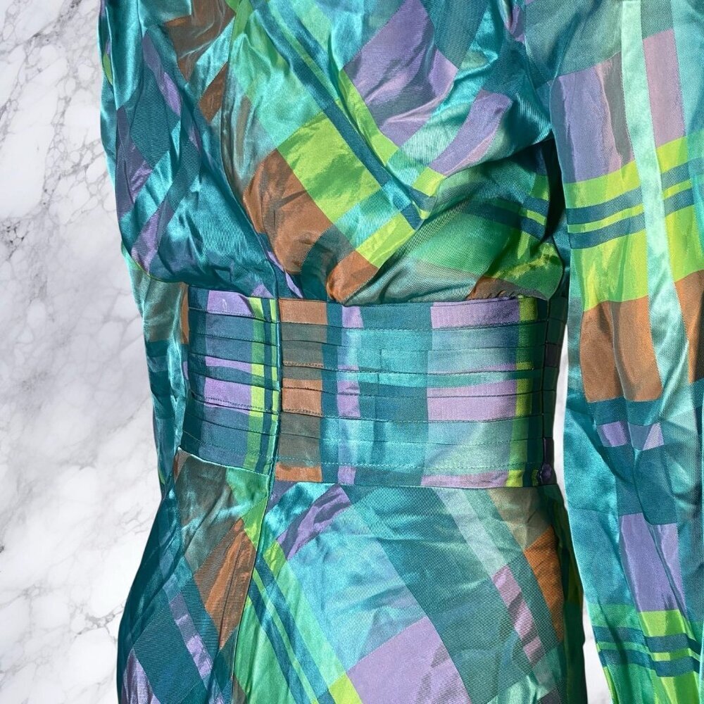GRLFRND Leona Mini Dress - Teal Plaid - Picture 8 of 12